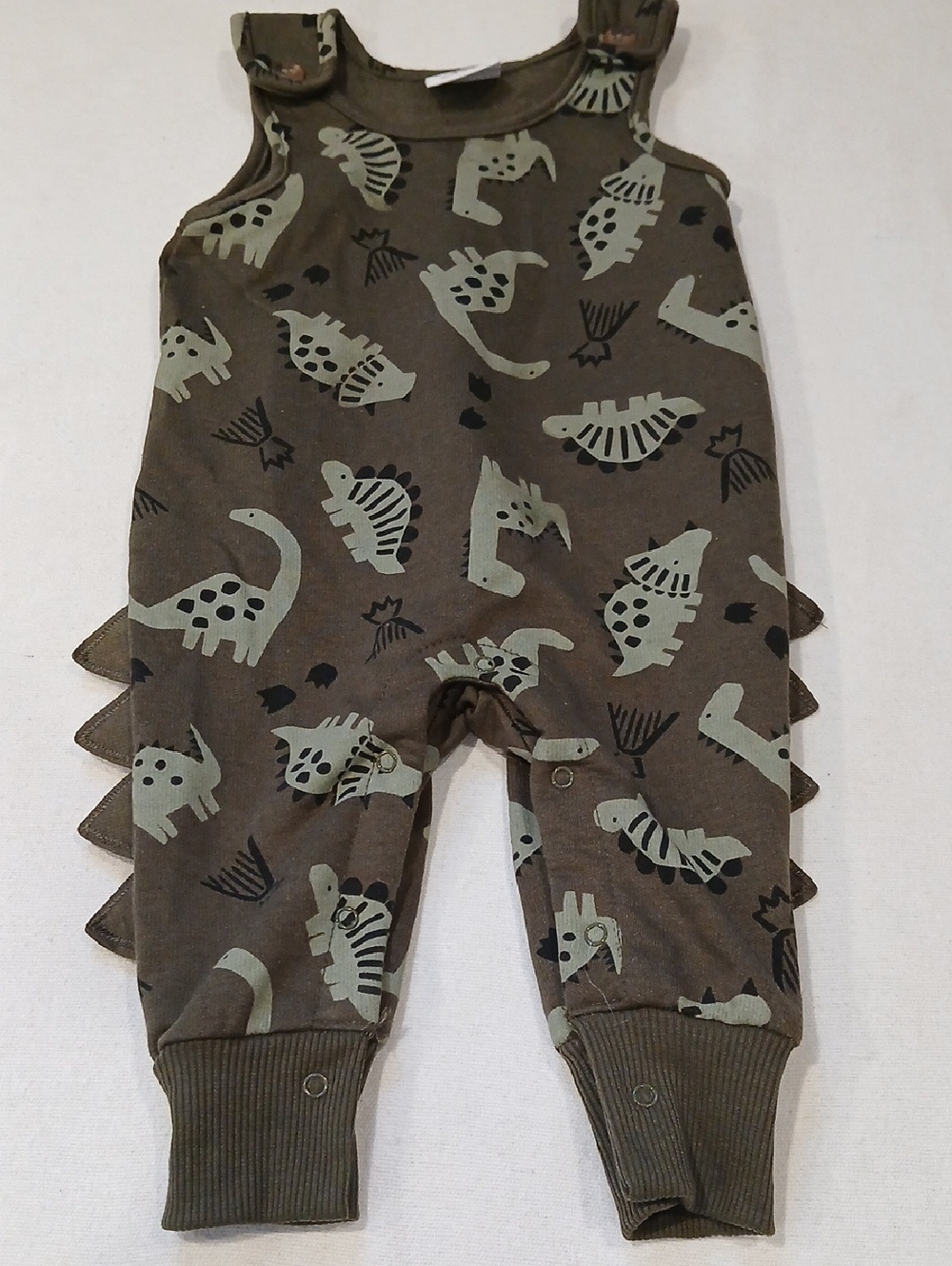 "Little Ricky's" brand Kids Dinosaur One-Piece Romper in Olive Green